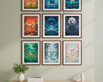 Evolution Poster, Japanese Illustration Print, Japanese Art (Digital Download). Poster Collection, Pack of 9 Designs 300dpi