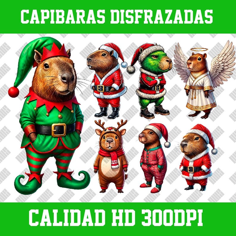 7 PNG HD Capibara disfrazada, Capibara navideña, Grinch Capibara ...