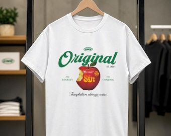 "Original Sin" T-shirt. Oversized T-shirt with an exclusive design. Retro style T-shirt. Streetwear T-shirt. Urban T-shirt.