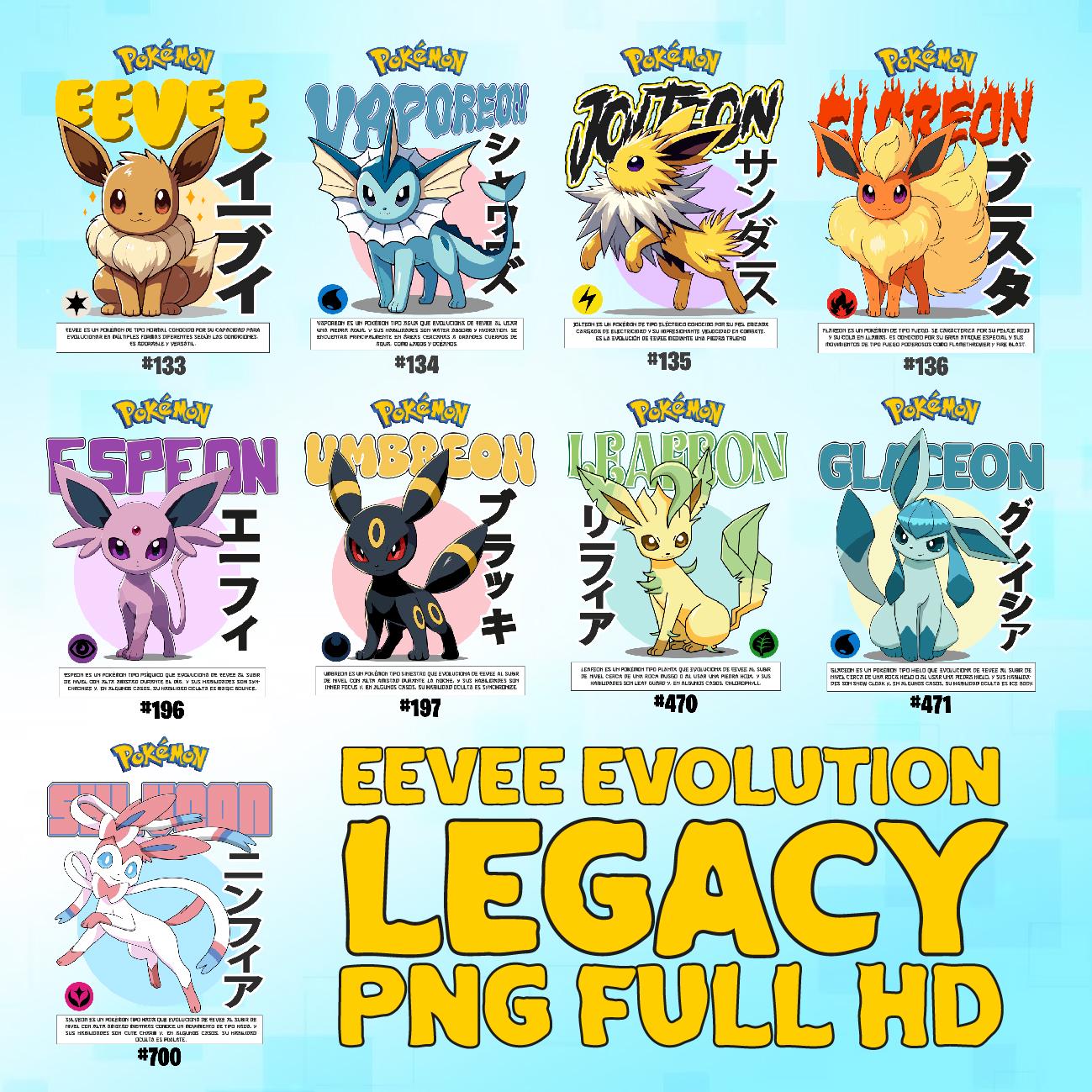 Evolución eevee - Etsy México, image size:1299x1299