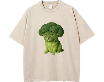 Funny PNG design of a broccoli cat, HD image in PNG format with transparent background. Broccoli cat meme. Perfect for various uses: DTF, sticker, etc.