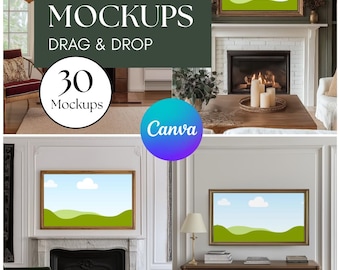 TV Frame Mockup Bundle Canva Template TV Art Modern Living Room Classic