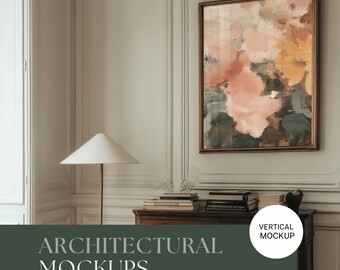 Vertical Art Print Mockup | Golden Frame, Canva Template