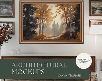 Mockup di arte televisiva Canva Modello di interni moderni Trascina e rilascia Mockup orizzontale