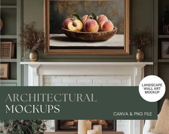 Canva Horizontal Art Mockup Farmhouse Green Decor | Landscape Wall Art Mockup | Horizontal Mockup | Canva Template | Drag and Drop Mockup
