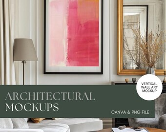 Mockup di stampa artistica verticale per interni moderni / modello Canva
