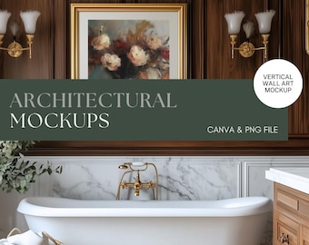 Maqueta de arte de pared para baño / Plantilla de marco moderno de Canva