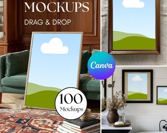 100 Canva Wall Art Frame Mockups Bundle, Digital Download