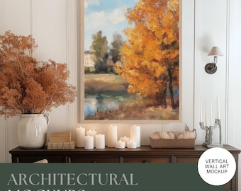 Maqueta de arte mural de otoño / Plantilla de marco Canva