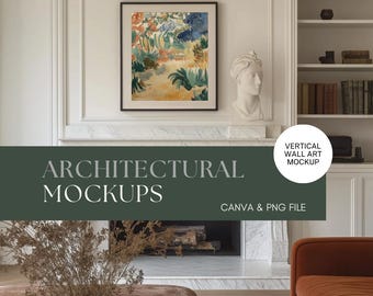 Mockup di stampa artistica verticale Canva, interni moderni / Mockup di arte per TV Samsung / Mockup di stampa artistica / Modello Canva / Mockup di trascinamento della selezione di arte murale