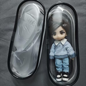 Transparente OB11-Puppenschutz-Schlüsselanhänger, transparente italienische Puppentasche, OB11-Anzeigentasche, glänzende Puppenaufbewahrungstasche, OB11-Zubehör, Geschenk