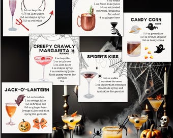 Halloween-cocktailkaarten | 29 griezelige feestrecepten | Digitale afdrukken | Direct downloaden