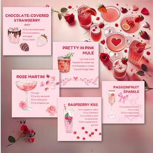 Biglietti per cocktail di San Valentino / 36 ricette per feste romantiche e amorevoli / Festa a tema / Stampe digitali / Download immediato