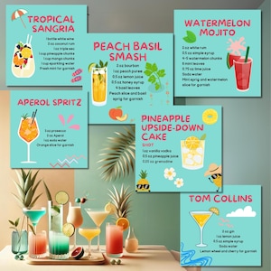 Cocktail estivi / 34 ricette rinfrescanti per feste / Stampe digitali / Download immediato