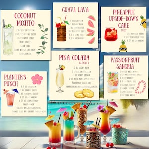 Tiki Cocktail Cards / 23 ricette per feste tropicali e hawaiane Luau / Festa a tema / Stampe digitali / Download immediato