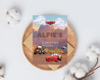 Race Car Birthday Invitation | Lightning McQueen Inspired Digital Invite | Cars Theme Birthday | Editable Digital Invite