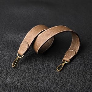 28mm Width Etoupe Togo Leather Crossbody Bag Strap | Genuine Leather Purse Strap | Shoulder Handbag Chain | High Quality Handle Replacement