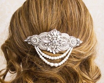 Wedding Hair Comb, Pearl and Rhinestone, Bridal Headpiece, Rhinestone Hairpiece, Hair Tiara, Hair Jewelry, Bridesmaid, Hair Accessory