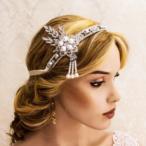 1920s Headpiece Wedding Headband Great Gatsby Headband Art Deco Headband