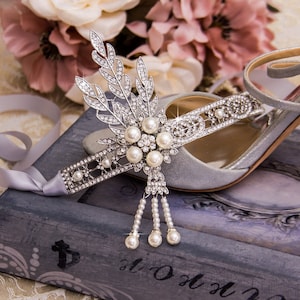 Retro 1920s Headpiece, Wedding Bridal Headband, Great Gatsby Art Deco Hair style