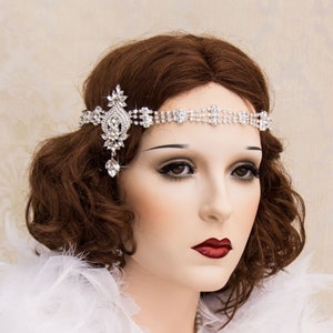 Silver Flapper Headband Great Gatsby Headband Rhnestone Headband Art Deco Headpiece Roaring 1920s Jewelry Gatsby Earrings