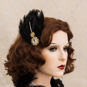 1920s Great Gatsby Headpiece Art Deco Headband 20s Soiree Flapper Headband Feather Headband Gatsby Flapper Headpiece