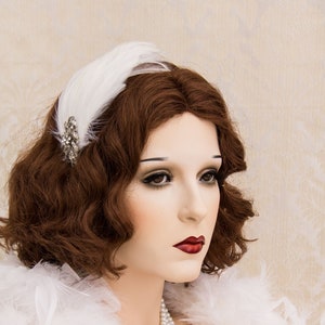 1920&#39;s Flapper Downton Abbey Feather Headband fro Art Deco Roaring 1920&#39;s party, Great Gatsby Halloween