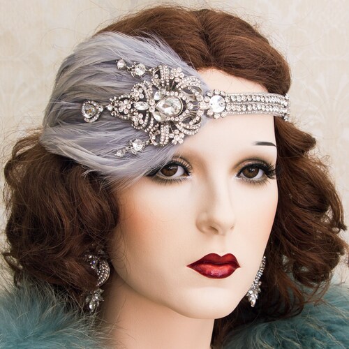 1920s Great Gatsby Headpiece With Crystal Brooch Great Gatsby - Etsy 1920s Great Gatsby Headpiece With Crystal Brooch Great Gatsby - Etsy