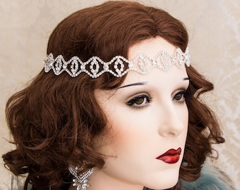 Silver Crystal Flapper Headband Great Gatsby Headband Daisy Buchanan Costume Roaring 1920's headpiece