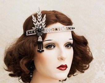 Art Deco Headband, Great Gatsby Headpiece, Rhinestone Headband, Flapper 1920s Headband, Flapper 1920s Headpiece