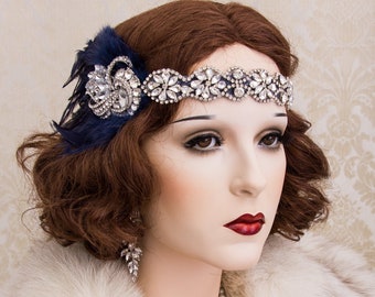 Rhinestone Flapper Headband Great Gatsby Headband Daisy Buchanan Costume At Deco 1920's Headband New Year Eve Headband