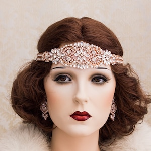 Rosegold Great Gatsby Stirnband, Art-Deco-Stirnband, Art-Deco-Haarschmuck, Art-Deco-Kopfschmuck