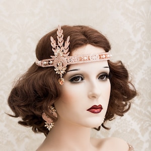 Rosegold Great Gatsby Haarband, Flapper Haarband, Vintage Accessoires, 1920er Schmuck