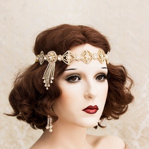 Great Gatsby Headband, Gold Rhinestone headband, Flapper Headpiece, Art Deco Headpiece, Roaring 1920s Jewelry