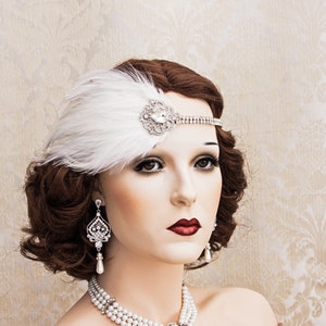 Ivory Great Gatsby Headpiece, Silver Art Deco Headband, Flapper Headband, 1920&#39;s Accessories, New Year&#39;s Party Accessories