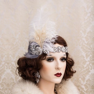 Feder Flapper Kopfschmuck große Gatsby Stirnband bei Deco Zubehör brüllen 1920 Hochzeit Schmuck