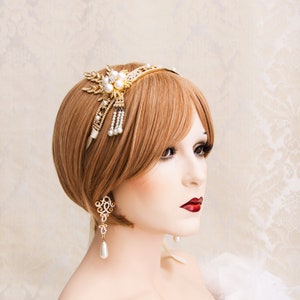 Great Gatsby Headband Gold Art Deco Headband Daisy Buchanan Costume Roaring 1920's Jewelry Headpiece image 1