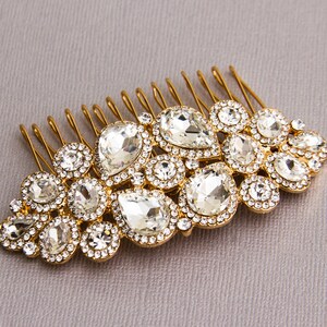 Gold Crystal Bridal Hair Comb: Rhinestone Wedding Hairpiece