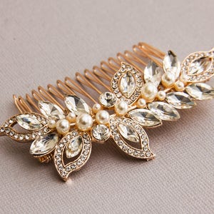 Rose Gold Bridal Hair Comb: Pearl & Crystal Wedding Hair Piece