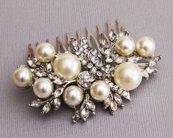 Wedding hair comb, Pearl bridal hair comb, bridal hair accessories, wedding hair accessories, crystal hair comb, vintage comb,bridal jewelry