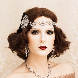 1920s Great Gatsby Headpiece With Crystal Brooch Great Gatsby - Etsy