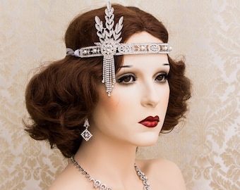 Retro 1920s Headpiece Wedding Bridal Headband Great Gatsby Art Deco Hair Style New Year Party Hair