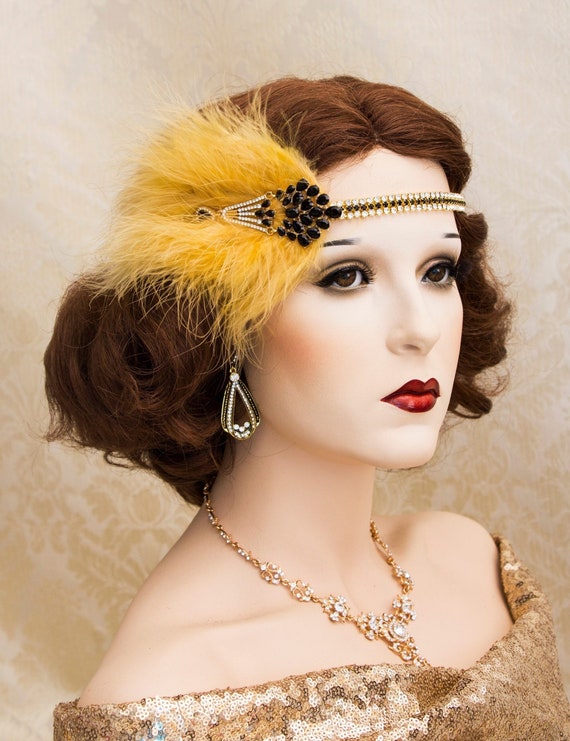 Great Gatsby Rhinestone Headpiece, Gold Rhinestone Art Deco  display picture 3