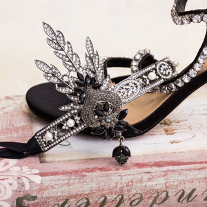 Black Great Gatsby Headband, Flapper Headpiece, Flapper Accessories, Roaring 1920&#39;s Art Deco Jewelry