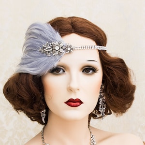 Gray Art Deco 1920s Roaring Flapper Headbands, Great Gatsby Headpiece, Rhinestone Crystal Headband, Great Gatsby Wedding Gatsby Accessories
