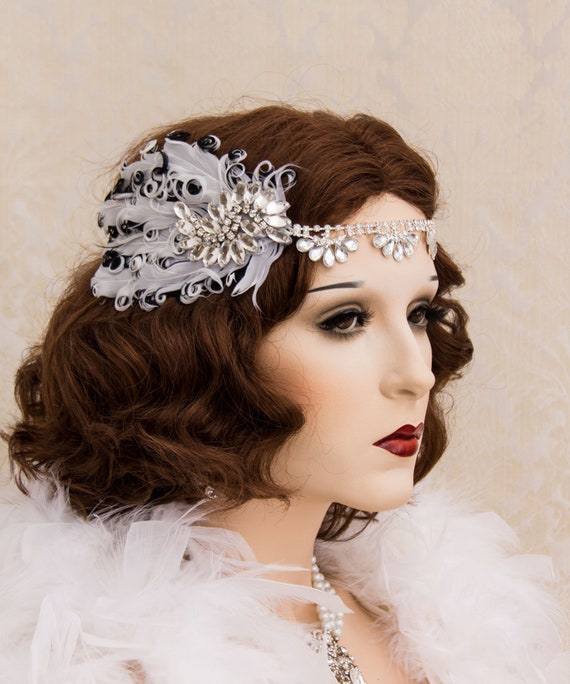1920s Flapper Headbands Feather Headpiece Great Gatsby Headpiece