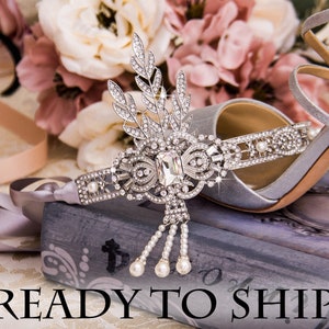 Retro 1920s Headpiece Wedding Bridal Headband Great Gatsby Art Deco Hair Style New Year Party Earrings Bracelet