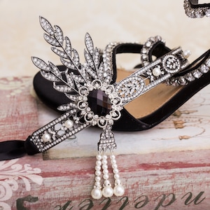 Black Flapper Headband Great Gatsby Headband Daisy Buchanan Costume Flapper Jewelry Roaring 1920&#39;s Art Deco  Earrings