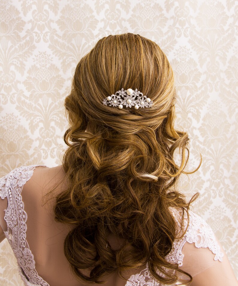 Pearl and Crystal Hair Comb Bridal Hair Comb Wedding Hair Comb Bridal Hair Jewelry Crystal Hair comb Rhinestone Haircomb Bridal Head Piece