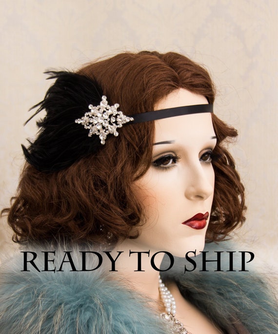 1920s Great Gatsby Headpiece 20s Soiree Flapper Headband Etsy